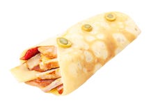 Crepe stuffed with fried chicken and cheese stock photography Crepe stuffed with fried chicken and cheese stock photography