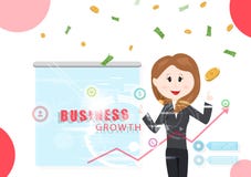 Crescimento do negócio, relatório do trabalhador de mulher, informação da tecnologia, investimento, ilustração bem sucedida de qu ilustração do vetor Crescimento do negócio, relatório do trabalhador de mulher, informação da tecnologia, investimento, ilustração bem sucedida de qu ilustração do vetor