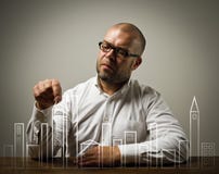 Criador. Homem nos pensamentos. fotografia de stock Criador. Homem nos pensamentos. fotografia de stock