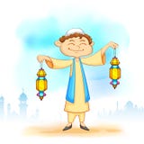 Criança com lanterna de Eid ilustração royalty free Criança com lanterna de Eid ilustração royalty free