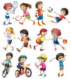 Crianças que fazem esportes diferentes ilustração royalty free Crianças que fazem esportes diferentes ilustração royalty free
