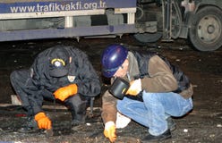 Crime scene investigators researching after Istanbul terror attack