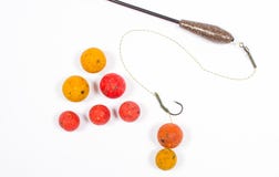 Crochet Boilies - haut étroit de carpe d'appât Photo stock Crochet Boilies - haut étroit de carpe d'appât Photo stock