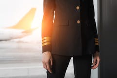 Cropped Shot Of Female Pilot Royalty Free Stock Photos