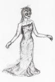 Croquis de fille heureuse dans le masque de robe et de mascarade illustration de vecteur Croquis de fille heureuse dans le masque de robe et de mascarade illustration de vecteur