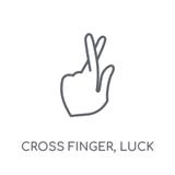 cross finger, Luck linear icon. Modern outline cross finger, Luc royalty free illustration cross finger, Luck linear icon. Modern outline cross finger, Luc royalty free illustration