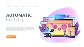 Cross platform bug founding concept landing page. vector illustration Cross platform bug founding concept landing page. vector illustration