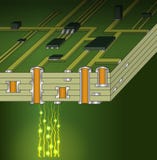 Cross-section of green motherboard stock illustration Cross-section of green motherboard stock illustration