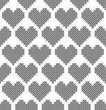 Cross Stitch, Seamless Decorative Pattern With Hearts. Embroidery And Knitting. Abstract Geometric Background. Stock Photography