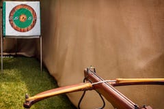 Crossbow is ready for a shot aimed at the target royalty free stock photos Crossbow is ready for a shot aimed at the target royalty free stock photos