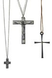 Crosses on neck chains isolated examples of religious neck wear of priests and church officials.