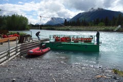 river alaska crossing russian kenai ferry current peninsula snowy propelled strong