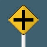 symbol Crossroads Junction Traffic Road Sign isolated on grey sky background.Vector illustration stock illustration symbol Crossroads Junction Traffic Road Sign isolated on grey sky background.Vector illustration stock illustration