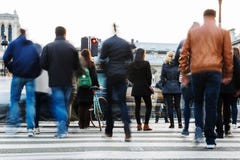 Crowd of people crossing a city street Royalty Free Stock Photo Crowd of people crossing a city street Royalty Free Stock Photo