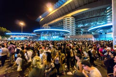 Crowd of people outside San Siro football stadium in Milan, Italy Stock Images Crowd of people outside San Siro football stadium in Milan, Italy Stock Images