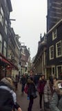 Crowded street of amsterdam in the winter stock photos Crowded street of amsterdam in the winter stock photos