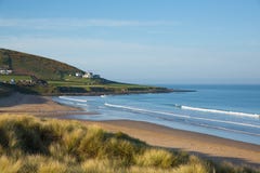 Croyde Beach Devon England UK With Sand Dunes In Summer Stock Images Croyde Beach Devon England UK With Sand Dunes In Summer Stock Images