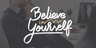 Croyez en vous-même sûr encouragent le concept de motivation photo stock Croyez en vous-même sûr encouragent le concept de motivation photo stock