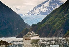 Cruise Ship In Tracy Arm Fjord, Alaska Stock Photography