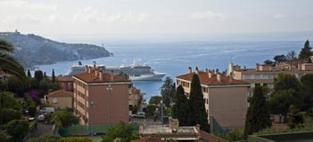 Cruise ship in port in France stock image Cruise ship in port in France stock image
