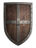 Crusader medieval wooden shield isolated