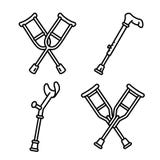 Crutches icon set, outline style stock illustration Crutches icon set, outline style stock illustration