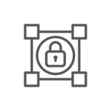 Crypto blockchain with lock, cryptocurrency line icon. vector illustration Crypto blockchain with lock, cryptocurrency line icon. vector illustration