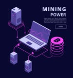 Cryptocurrency, blockchain, teckenhandel, bitcoinlantgårdar och isometriskt begrepp för icovektor 3d royaltyfri illustrationer Cryptocurrency, blockchain, teckenhandel, bitcoinlantgårdar och isometriskt begrepp för icovektor 3d royaltyfri illustrationer