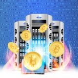 Cryptocurrency golden coin with data center and lap top on random numbers background. Bitcoin symbol of electronic money royalty free illustration Cryptocurrency golden coin with data center and lap top on random numbers background. Bitcoin symbol of electronic money royalty free illustration