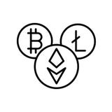 Cryptocurrency icon vector isolated on white background, Cryptocurrency sign , thin line design elements in outline style vector illustration Cryptocurrency icon vector isolated on white background, Cryptocurrency sign , thin line design elements in outline style vector illustration
