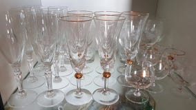 Crystal glasses on a shelf stock photography Crystal glasses on a shelf stock photography