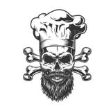 Cráneo barbudo y mustached del cocinero ilustración del vector Cráneo barbudo y mustached del cocinero ilustración del vector