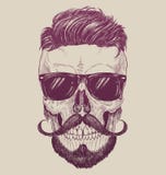 Cráneo del inconformista con las gafas de sol, el pelo del inconformista y el bigote Cráneo del inconformista con las gafas de sol, el pelo del inconformista y el bigote