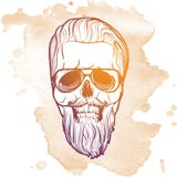 Crâne de hippie dans la barbe et la moustache Images stock Crâne de hippie dans la barbe et la moustache Images stock