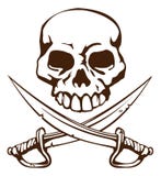 Crâne de pirate et symbole croisé d'épées illustration stock Crâne de pirate et symbole croisé d'épées illustration stock