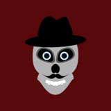 Crânio com o bigode no chapéu Ilustra??o do vetor ilustração stock Crânio com o bigode no chapéu Ilustra??o do vetor ilustração stock
