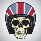 Crânios com ilustração do vetor do capacete da motocicleta de Inglaterra ilustração do vetor Crânios com ilustração do vetor do capacete da motocicleta de Inglaterra ilustração do vetor
