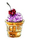 Crème glacée rose douce avec des cerises illustration libre de droits Crème glacée rose douce avec des cerises illustration libre de droits