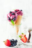 Crême glacée avec des fruits photographie stock Crême glacée avec des fruits photographie stock