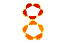 Cuadro 8 rebanadas dulces de la mermelada de la fruta en el fondo aislado blanco fotografía de archivo libre de regalías Cuadro 8 rebanadas dulces de la mermelada de la fruta en el fondo aislado blanco fotografía de archivo libre de regalías