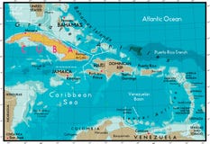 Cuba and Caribbean Sea.