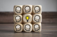 Cubes Dices with brainstorming and light bulb teamwork royalty free stock image Cubes Dices with brainstorming and light bulb teamwork royalty free stock image