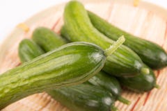 Cucumbers in basket. Some fresh cucumbers in basket royalty free stock photo Cucumbers in basket. Some fresh cucumbers in basket royalty free stock photo