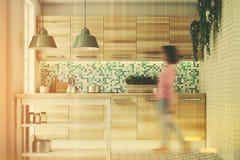 Cuisine verte de mosaïque, consoles en bois modifiées la tonalité photo libre de droits Cuisine verte de mosaïque, consoles en bois modifiées la tonalité photo libre de droits