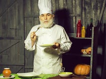 Cuisinier d'homme pr?parant la nourriture photos stock Cuisinier d'homme pr?parant la nourriture photos stock
