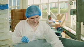 Cukierek fabryka Pracownik fabryczny sprawdza kocowanie maszynę zdjęcie wideo Cukierek fabryka Pracownik fabryczny sprawdza kocowanie maszynę zdjęcie wideo