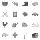 Cultivando os ícones ajustados, estilo monocromático preto ilustração do vetor Cultivando os ícones ajustados, estilo monocromático preto ilustração do vetor