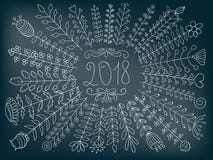 Cumprimento floral do vetor 2018 ilustração stock Cumprimento floral do vetor 2018 ilustração stock