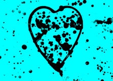Cuore con colore nero dell'acquerello dello spruzzo su fondo blu, sveglio, modello, dipinto a mano fotografia stock Cuore con colore nero dell'acquerello dello spruzzo su fondo blu, sveglio, modello, dipinto a mano fotografia stock