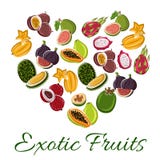 Cuore con il manifesto esotico della frutta illustrazione di stock Cuore con il manifesto esotico della frutta illustrazione di stock